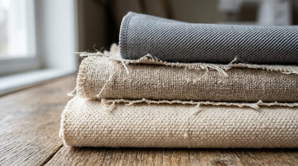 Close-up macro photography of different textile fabric weave