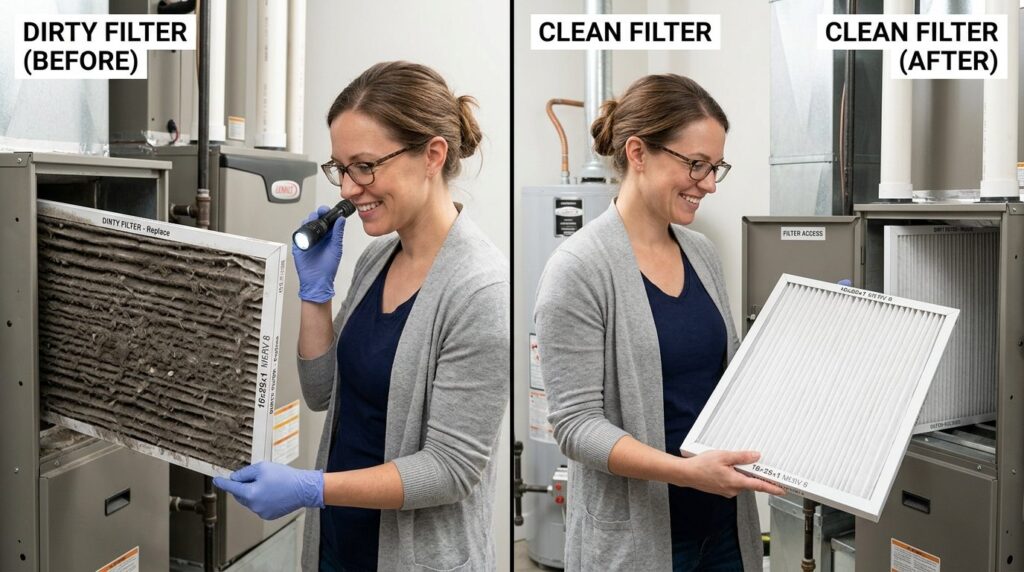 Before and after comparison style image showing clean versus