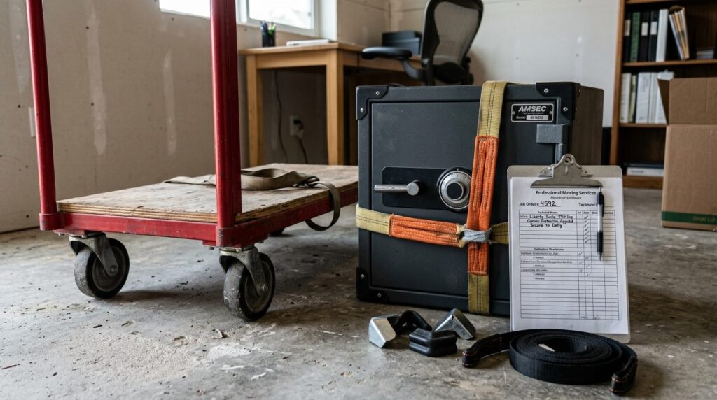 Close-up of professional moving equipment including furnitur