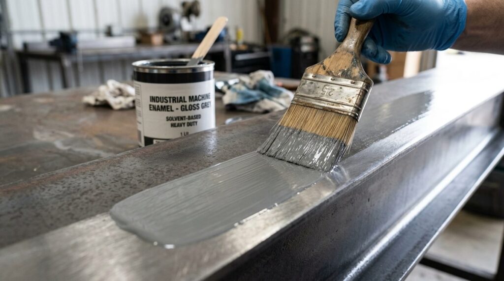 Close-up detailed shot of solvent-based machine enamel paint