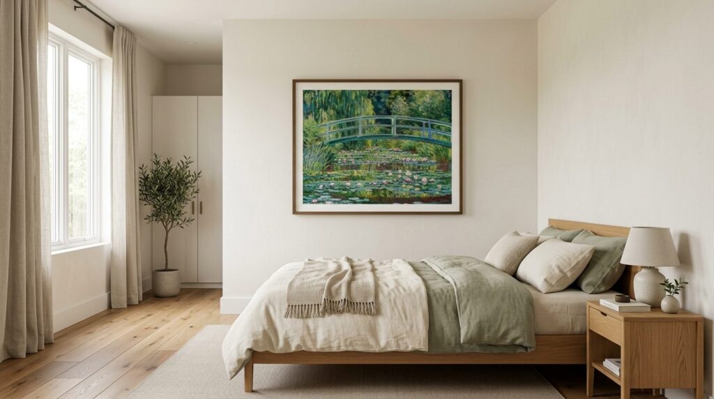 Finished installation of a large-scale Claude Monet Japanese