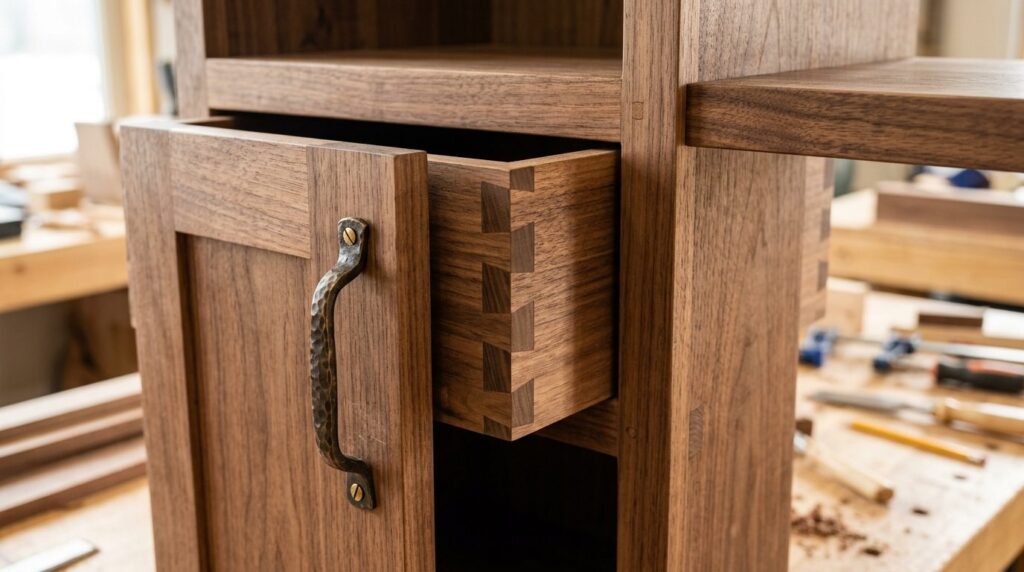 Close-up detail photography of custom carpentry kitchen cabi